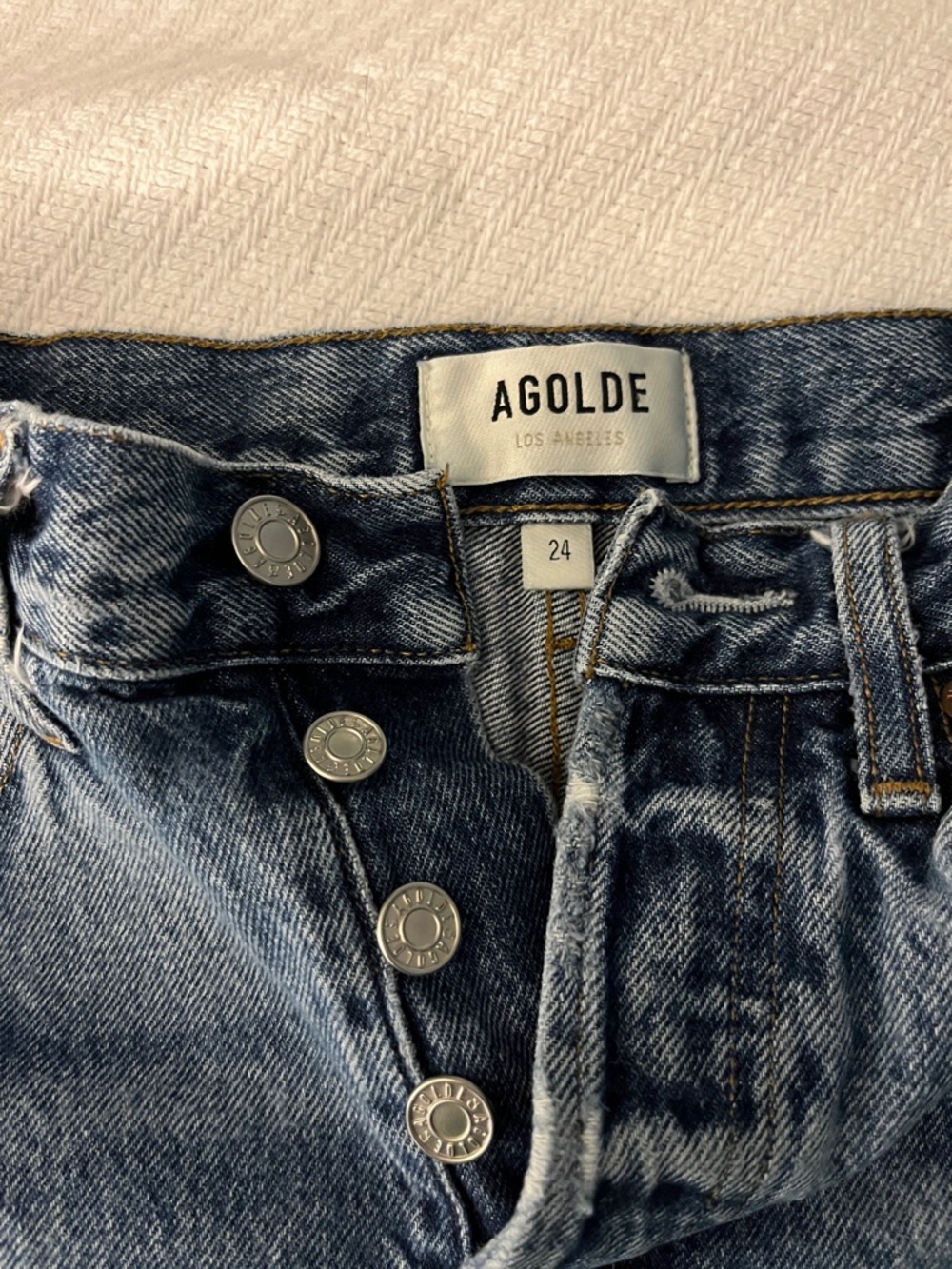 Agolde Vintage-Inspired High Rise Denim in Washed Blue